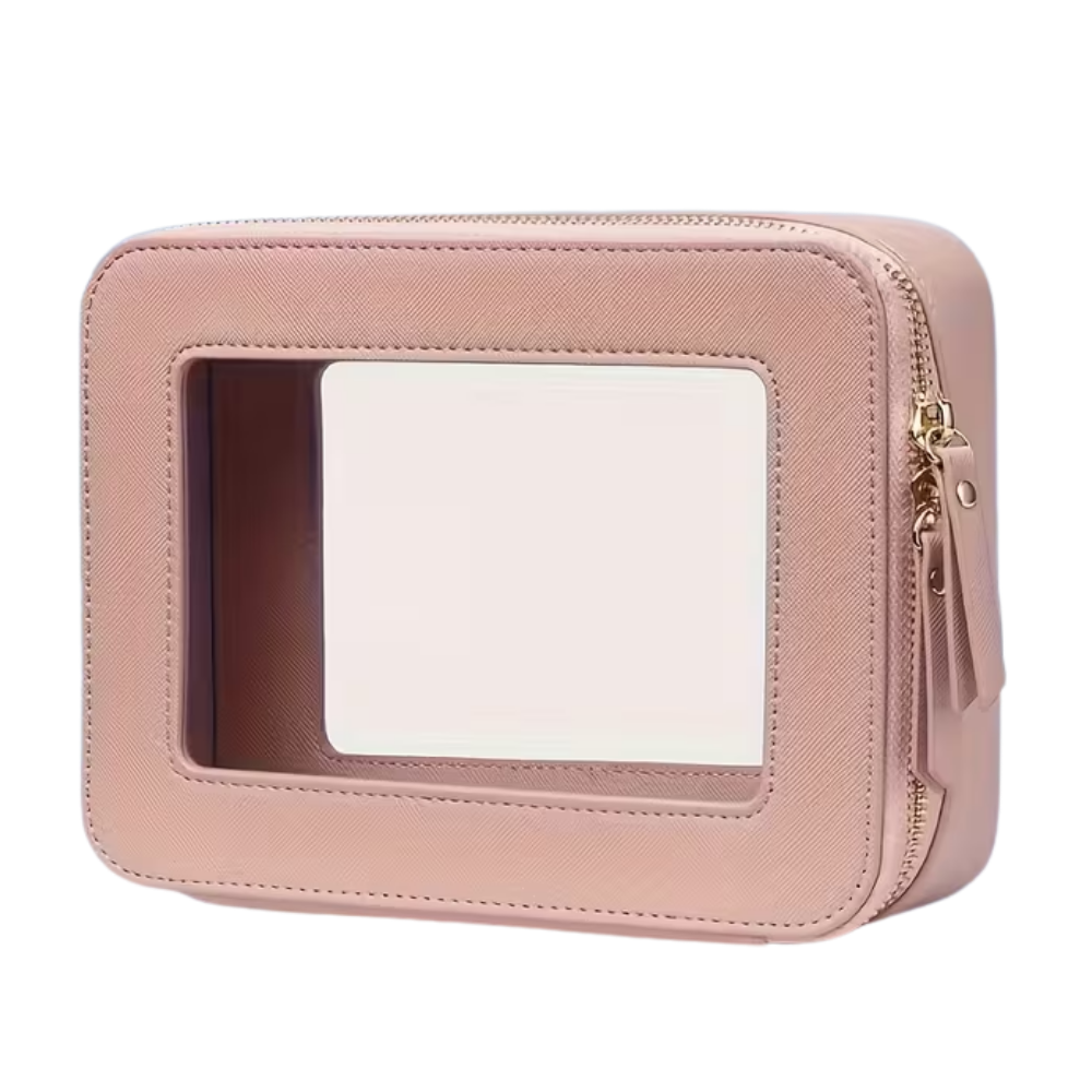 Cosmetiquera cuadrada rosa grande - nudemakeupgt