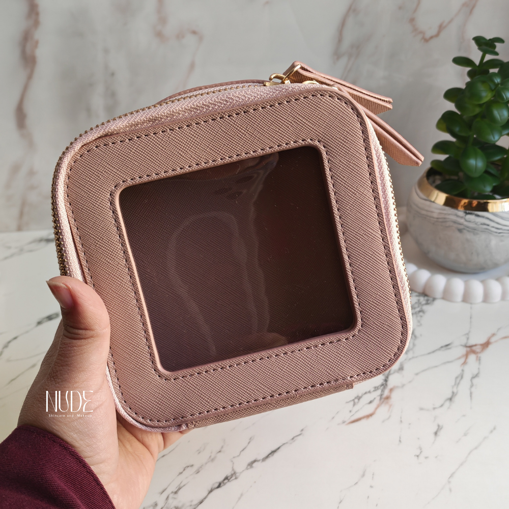 Cosmetiquera cuadrada rosa - nudemakeupgt